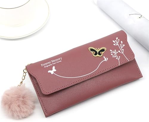 Leather Wallet Pu Leather Women's Wallet New Long Fashion Zipper Purse Clutch for Girls Creative Bow Portable Coin Pocket Card Holder Large Capacity (Pk,9.5x19cm)4