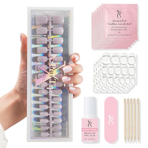 SXC Cosmetics Press On Nails - 002 Crisp Blanc | X5 Signature Series - XS Square X-Pro Tips Fake Nails Salon Quality Nails 15 Sizes - 150 pieces Nail Kit with Glue