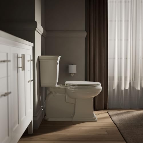 Image of KOHLER K-4774-47 Brevia Elongated Toilet Seat with Quick-Release Hinges And Quick-Attach Hardware For Easy Clean, Almond