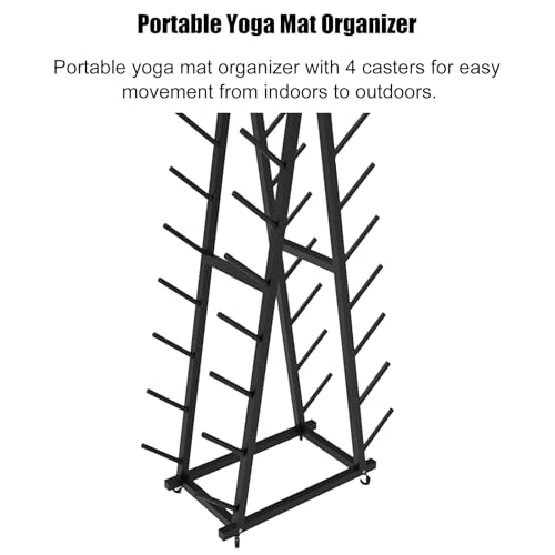 Support tapis de yoga grand chariot métallique double face