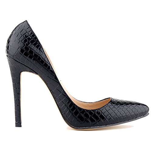 LOSLANDIFEN Womens Shoes Closed Toe High Heels Womens Pointed Slender Stiletto Pumps (42 M EU/10 B(M) US, Black) - Thumbnail 3