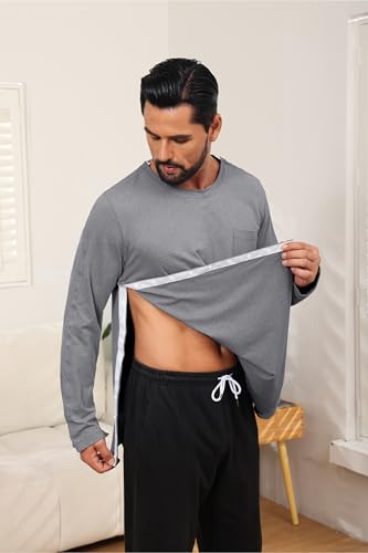 HORSSLE Post Shoulder Surgery Shirt, Comfy Wear After Surgery Shirts, Full Open Side Snap Chemo & Dialysis