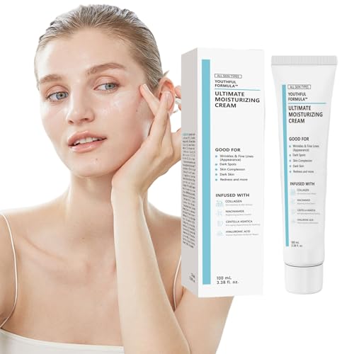 Humectante coreano, crema de cara humectante de 100 ml de hidratación y rumbo de centella niacinamida, ácido hialurónico, crema de ojos de colágeno para mujeres hombres