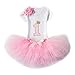 Bambina Compleanno da bambina tutù Set Estate Abiti 3 pezzi set di Abbigliamento Primo Flores/Rose /1Anni