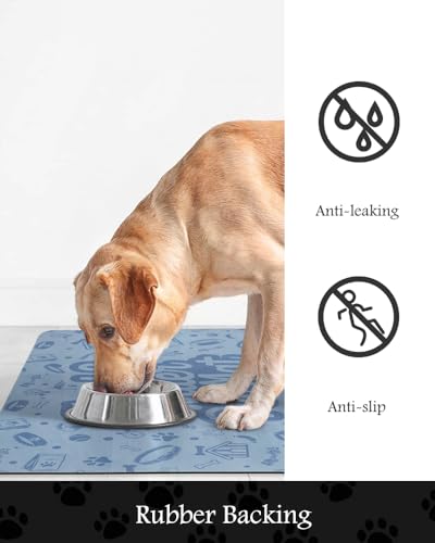 Image of Pet Feeding Mat-Absorbent Dog Mat for Food and Water Bowl-No Stains Quick Dry Water Dispenser Mat-Dog Accessories Pet Supplies-Bowl for Messy Drinkers（Words,16 inchx24 inch