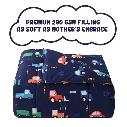 Image of Yibeizi Car Kids Comforter Set for Boys Full Navy Blue Bedding