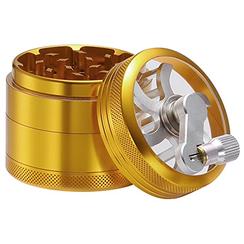 DCOU Hand Cranked Premium Grinder Unbreakable Aluminum Grinder for Herb and Spice 4 Parts 2.2 Inch