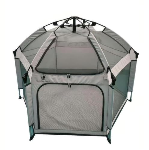 Pop 'N Go Luxe Playpen Bundle, Playmat, Cover, Pack N Play Beach Tent Grey