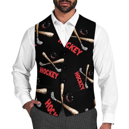 Ice Hockey Mens Slim Fit Suit Vest Dress Waistcoat Casual Business Vest