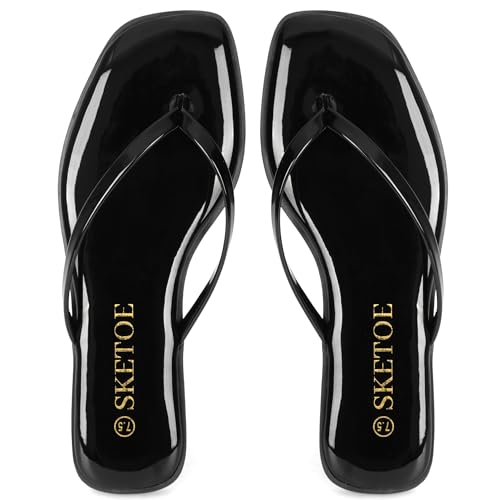 Image of Flip Flops Sandals for Women Square Toe Lightweight Thong Slides