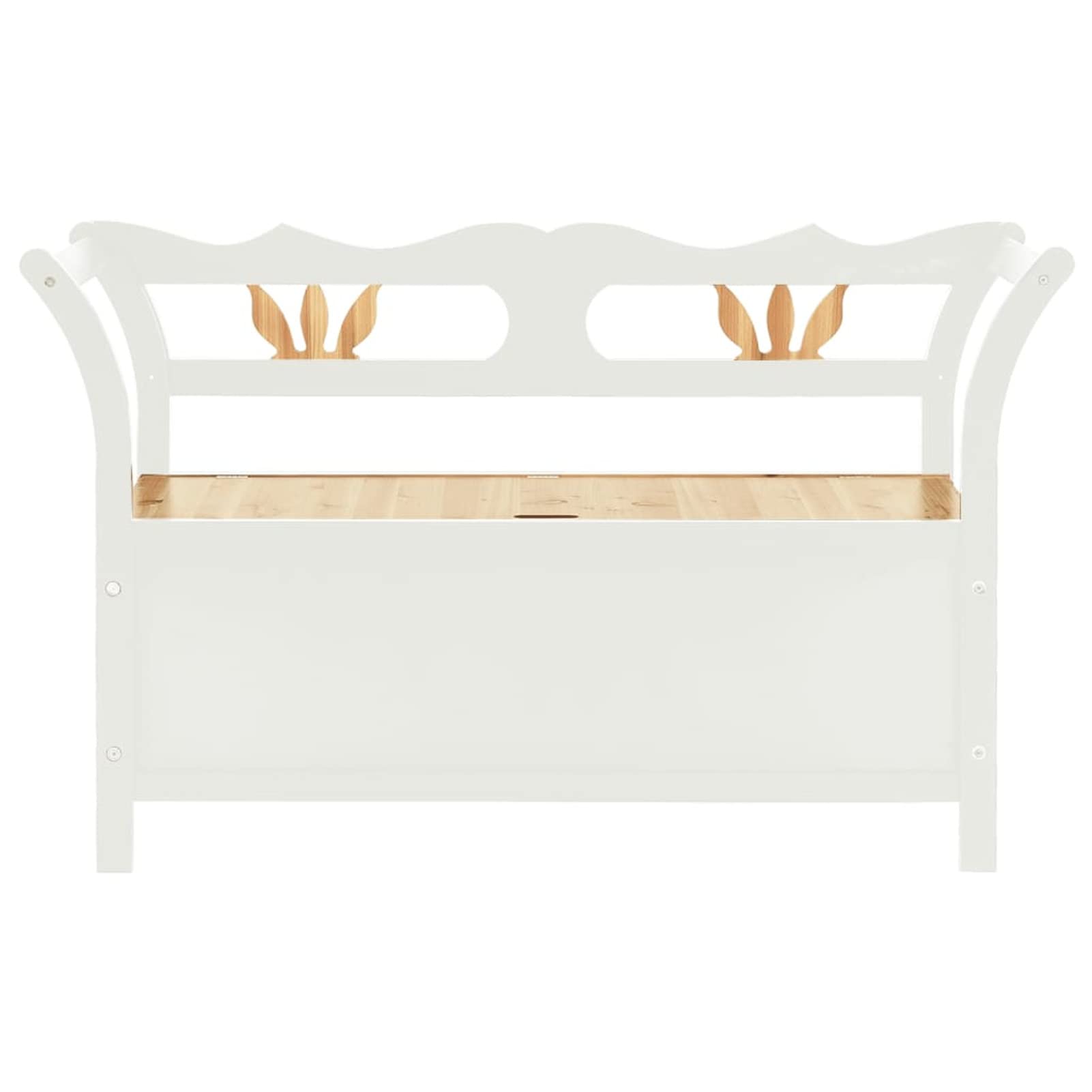 Homgoday Sitzbank mit Stauraum Sitztruhe Truhenbank Wohnzimmerbank Flurbank Rückenlehne und Armlehnen Flurbank Bank Wartebank Wohnzimmer Flur Weiß 107x45x75,5 cm Massivholz Tanne
