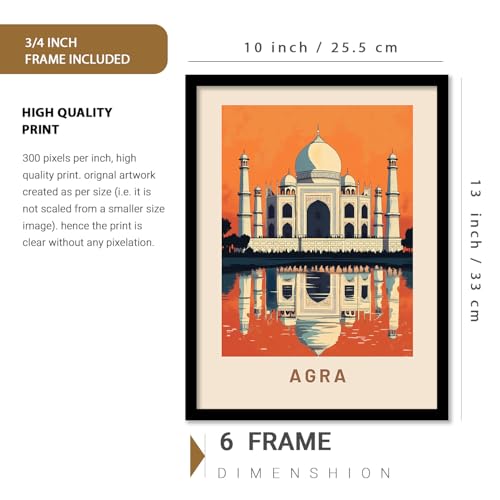 Image of kotart Retro Travel Theme Wall Poster with Frame for Room Office Living Room Hotel Home Decor - Modern Art City Vibes Wall Decor Photo Frames - Framed Posters / Paintings Set of 8 (Art 5, Small(10x13 or 10x10 inch), Framed)