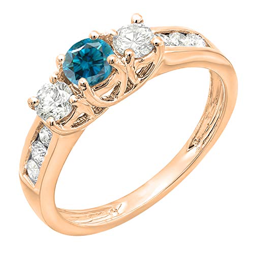 Dazzlingrock Collection - Anillo de compromiso de 3 piedras (0,90 quilates (ctw), color azul y blanco