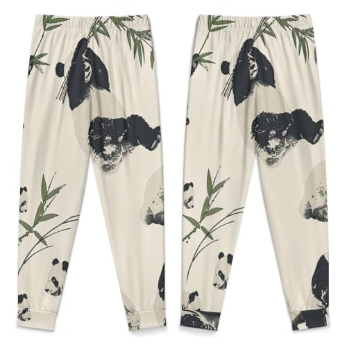 Cute Pandas And BambooChildren's Pajama Set Round Neck Long Sleeve Top + Pants Two-piece Set140CM4