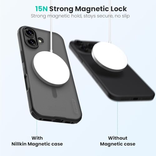 Image of PRITO Nilkin Slim Magnetic Matte Series case for iPhone 17 (17), MagSafe Magnetic, Shockproof and Scratch-Resistant, Lightweight Case (Transparent Black, 17)