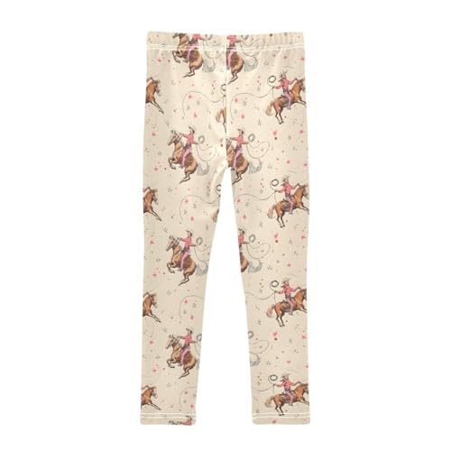 Western Cowboy Riding Girls Leggings Ultra Soft Compression Yoga Gym Pants for Kids 4-10T2