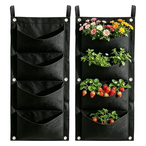Genérico De Cultivo De Fresas,2 Piezas Bolsillo De Pared De Fieltro para Plantar,Maceta Fresera Colgante - para Pared Balcón Valla Flores Jardín Patio Exterior Verduras Chiles Tomates