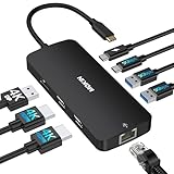 [Stable 1000Mbps Ethernet] Branchez le câble réseau sur le port réseau RJ45 de la station d'accueil et profitez d'une bonne expérience Internet. Hub USB C prend en charge des vitesses réseau de 10/100/1000 Mbps pour garantir la stabilité de votre réseau. Éliminez les soucis liés aux problèmes de Wi-Fi instable