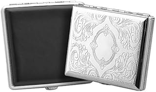 2pcs Metal and Leather Cigarette Case Box Holds 20 Cigarettes 84mm