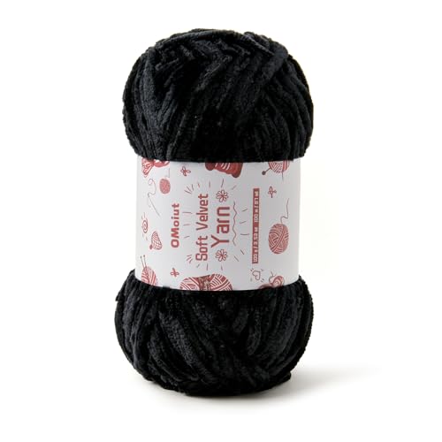 Image of 100g Fluffy Velvet Chenille Yarn for Crocheting and Knitting, 80m (87.5yd) Baby Yarn for Crocheting Soft, Crochet Chunky Yarn Amigurumi Yarns (Black