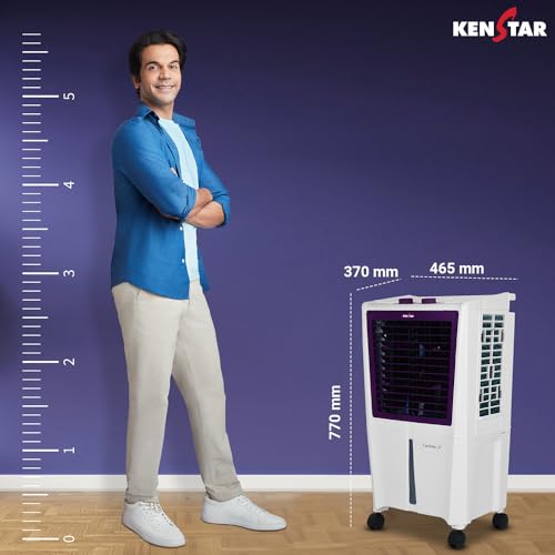 Image of Kenstar CYCLONE HC 27 L Room /Personal Air Cooler For Home| Honeycomb Pad |High Speed Fan |35 Ft Powerful Air Throw|Inverter compatible |Portable Cooler-Room|1-Yr Product Warranty|White & Purple