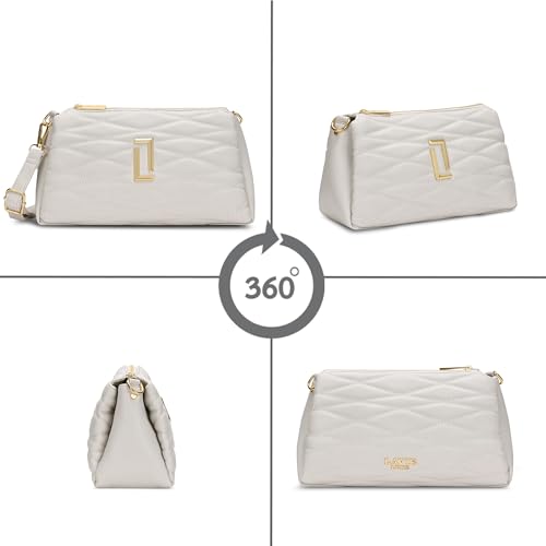 Image of Lavie Luxe Women's Lucie Quilted 3-Compartment Medium Crossbody Sling Bag | Ladies Purse Handbag | Gift for Women