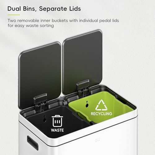 Caneca de basura dual EKO Edison 60L acero inoxidable blanca miniatura 4