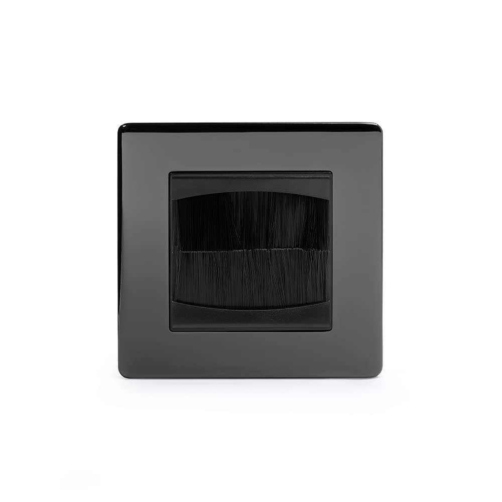 Soho Lighting Black Nickel 1 Gang 2 Module Brush Plate Blk Ins Screwless - Size: H 86Mm X W 86Mm
