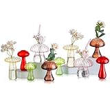 Glasseam Mushroom Propagation Vase, Colored Flower Vases Decorative Set of 10, Unique Small Glass Vases for Flowers,Aesthetic Mini Cute Vase Decor, Hydroponic Bud Vase for Bedroom Bathroom Kitchen