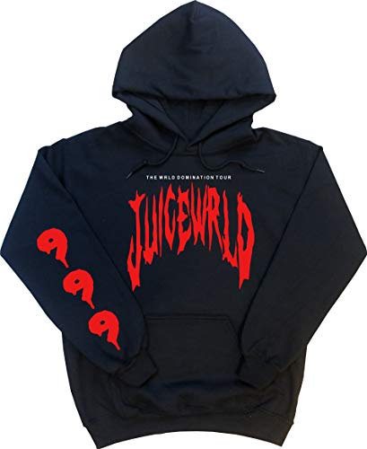 Domination Hoodie with 999 Design on Sleeve Black (Red and White Design) (as1, alpha, x_l, regular, regular)