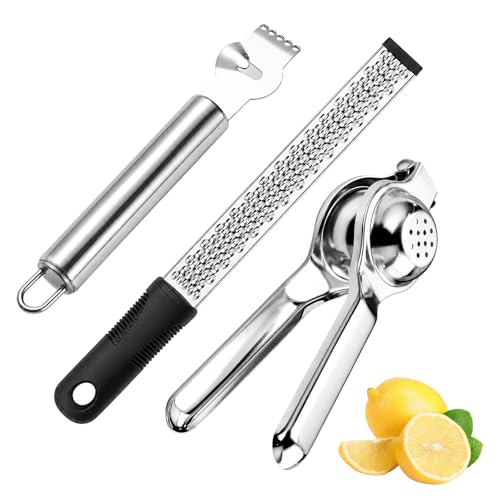 Zestenreißer 3-Teilig Zitronenschäler Set Mit Zestenschneider Und Saftpresse Praktisches Küchenwerkzeug Für Cocktails Und Backen Ideal Für Zitronen Und Limetten Einfache Aufbewahrung