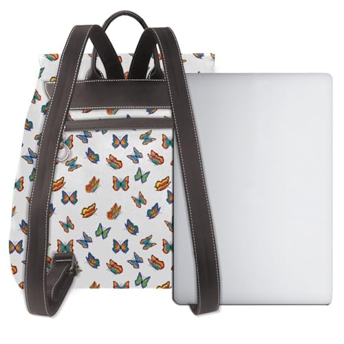 LGBT Gay Pride Butterflies Rainbow Microfiber PU Leather Backpack Lightweight Daypack Bag for Travel Business Commute Gym3