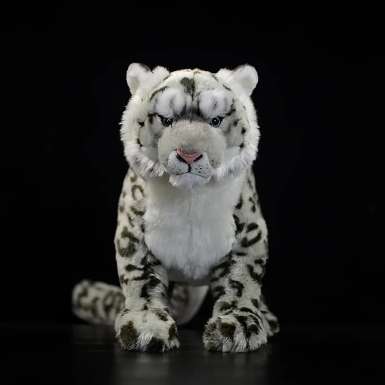 Simulazione In piedi Grande leopardo delle nevi Peluche Giocattolo realistico Morbido Animali selvatici Leopardi bianchi Giocattolo di peluche Regali per bambini 50 cm Leopardo delle nevi
