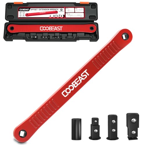 coobeast Red Offset Extension Wrench Impact Ready Socket Wrench Extender Tool with Versatile 1/4',...