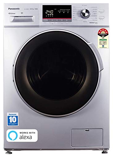 Panasonic NA-148MF1L01 8Kg Wi-Fi Enabled Inverter Front Load Fully-Automatic Washing Machine, Silver view 1