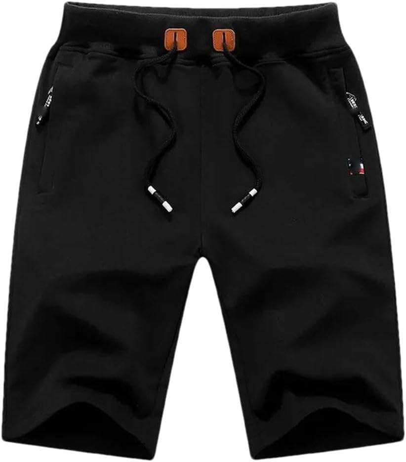 Summer Men's Casual Sports Shorts Men's Solid Cotton Running Sports Shorts Drawstring Shorts