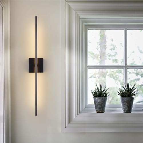 Image of KARTOOSH 40.1 Inch Wall Sconces Battery Operated for Living Room Black | Rechargeable Wireless Wall Lamp Set of 2, 3000K Warm White Dimmable Wall Light Remote Control Indoor Lighting for Bedroom