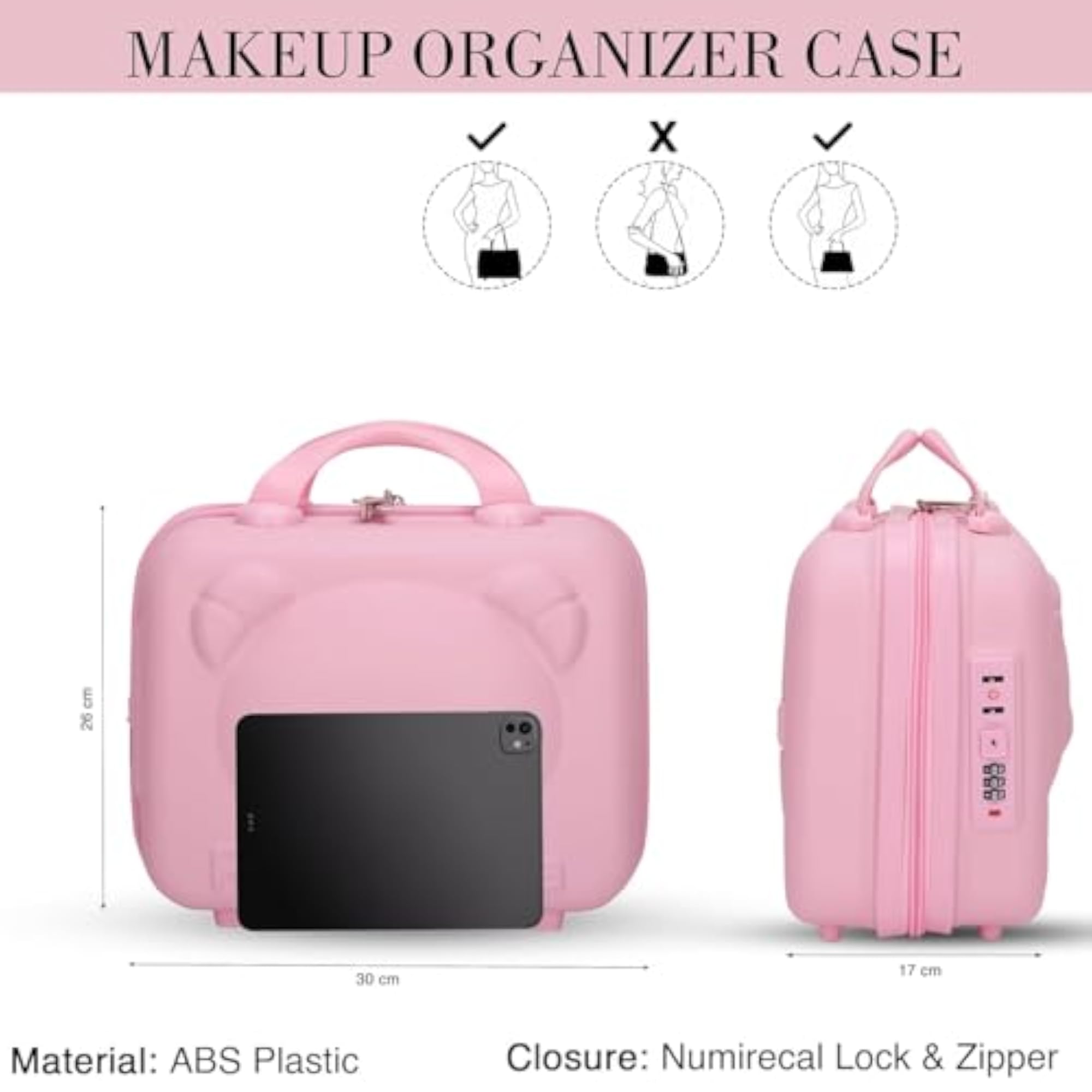JonnsBear ABS Makeup Organizer with Lock