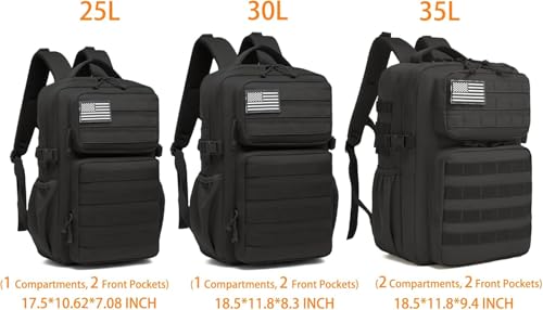 Image of Military Tactical Backpack for Men Waterproof Daypack 3 Day Assault Pack Molle Bag with Water Bottle Holder