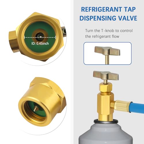 image for IHOTDER R134a AC Refrigerant Recharge Hose with Gauge Kit,1/2