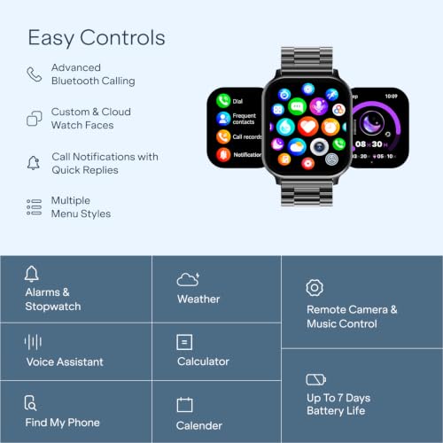 Image of boAt Ultima Ember 2 Smartwatch, 1.96 inch AMOLED Display, Ultra Bright 1000 nits Brightness, AOD, Personalized Fitness Nudges, Functional Crown, 100+ Sports Mode smartwatch for Men & Women (Steel Black)