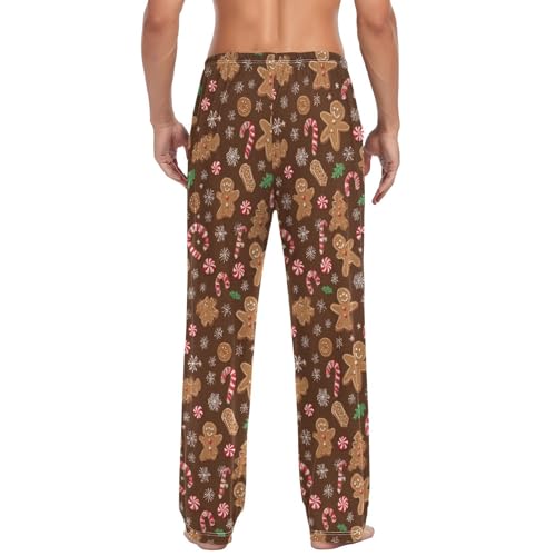 Plaaee Men's Flannel Pajama Pants Christmas Gnome Snowflakes Sleep Lounge PJ Bottoms Sweatpants S2