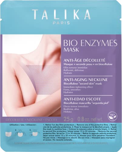 Talika Bio Enzymes Mask Décolleté, Lifting Biocellulose Neckline Mask, Smoothing Sheet Mask for the Décolleté