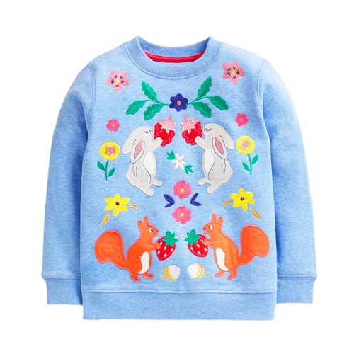 Sweatshirts filles paillettes et broderie appliqué en coton doux pour la mi-saison