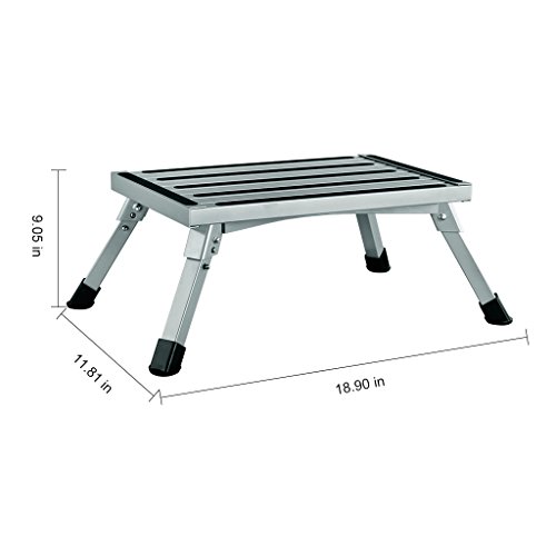 Finether Aluminum Folding Platform Steps, Portable Rv Step Stool-Supports Up to 1000lbs, EN 131 Certified Height Aluminum Folding Platform Step with Non-Slip Rubber Feet - Thumbnail 2