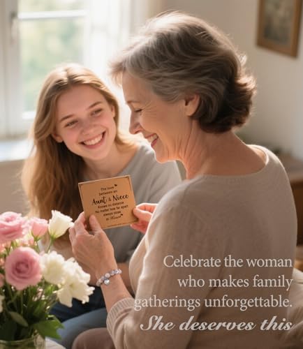 HGDEER Gifts for Aunt/Niece, Natural Stone Heart Bracelets Christmas Birthday Gifts for Women/Girls2