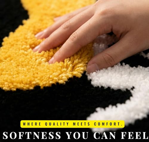 Image of VAS COLLECTIONS Luxurious 2000 GSM Microfiber Bath Mat | Super Soft, Thick & Fluffy | Anti-Skid, Super Absorbent, Bathroom /Bedroom /Kitchen /Door Mat (40x60 cm, Pack of 1) (Cat Print)