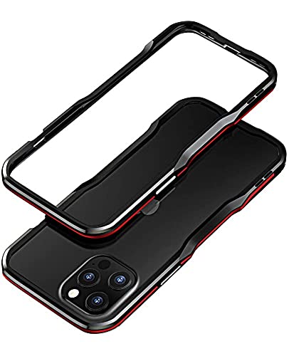 Coque anti-chocs iPhone 13 Pro Max avec cadre métal noir et rouge