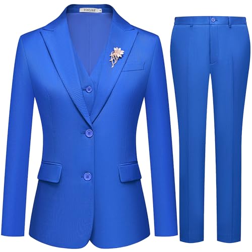 Image of Kelyaa Women's 3 Pieces Suit Lady's 2 Buttons Business Casual Office Outfits Slim Fit Blazer Jacket Vest Pants Set