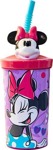 Copo 3D com Canudo Disney Minnie e Mickey Happy 360ml Sortido